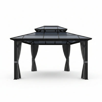 10x12 Ft Aluminum Hardtop Gazebo with Polycarbonate Double Roof