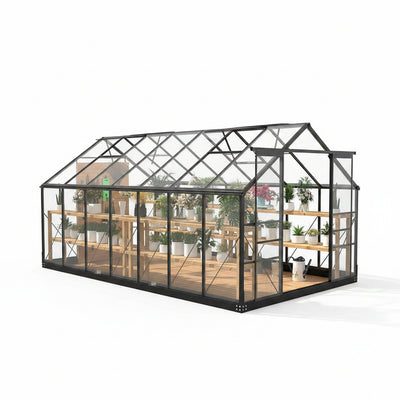 8x14.2 Ft Polycarbonate Walk-In Greenhouse – Aluminum Frame