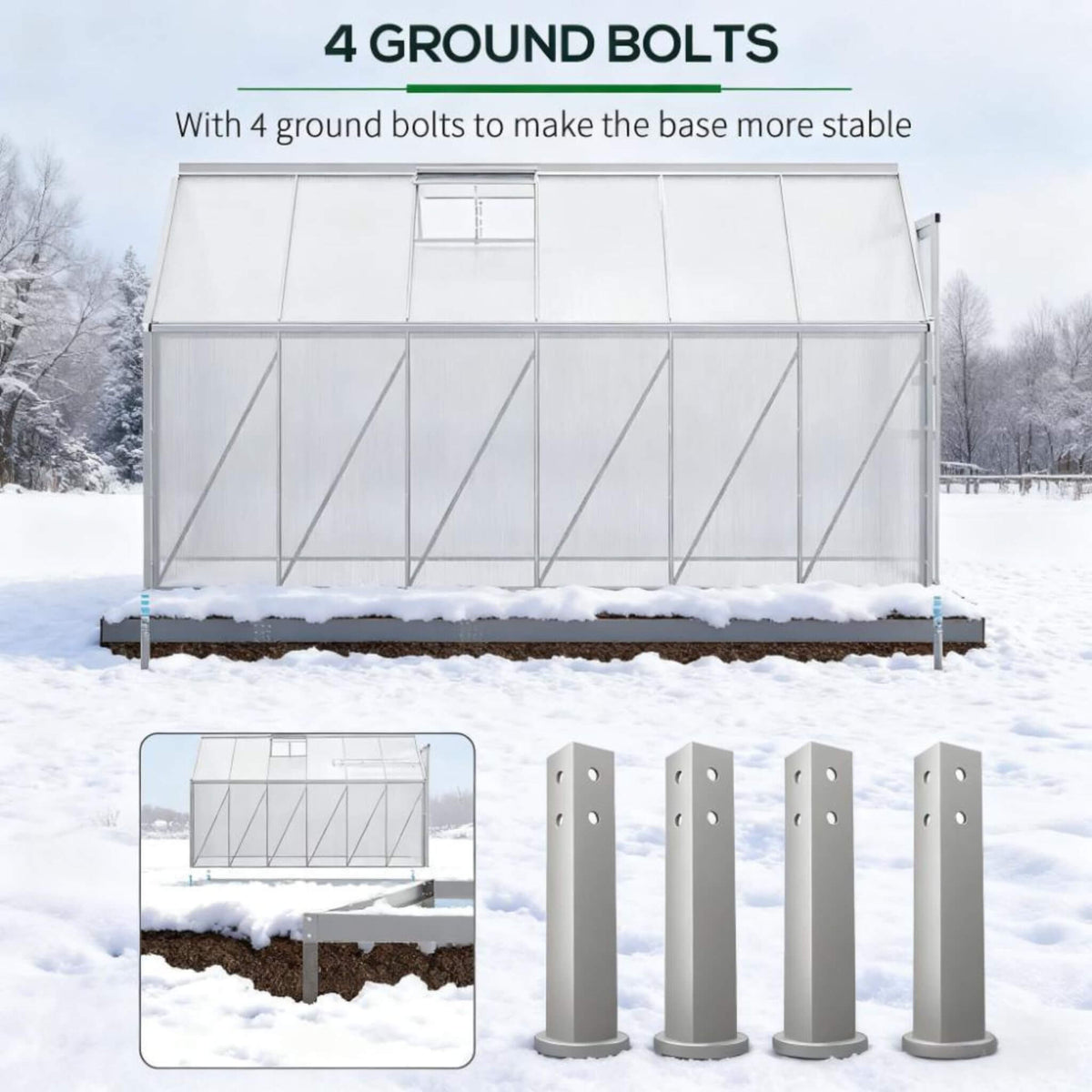 [06X12FT] Heavy-Duty Aluminum Walk-In Greenhouse With Rooftop Vent And Sliding Door (SAK69048)