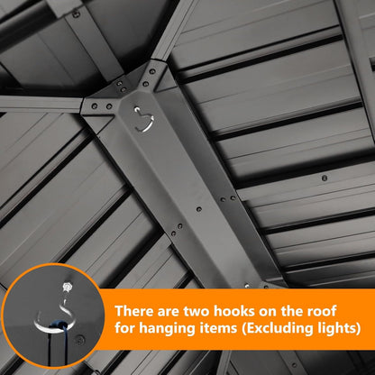 11x13 Ft Cedar Wood Hardtop Gazebo – Galvanized Steel Double Roof — product view 5