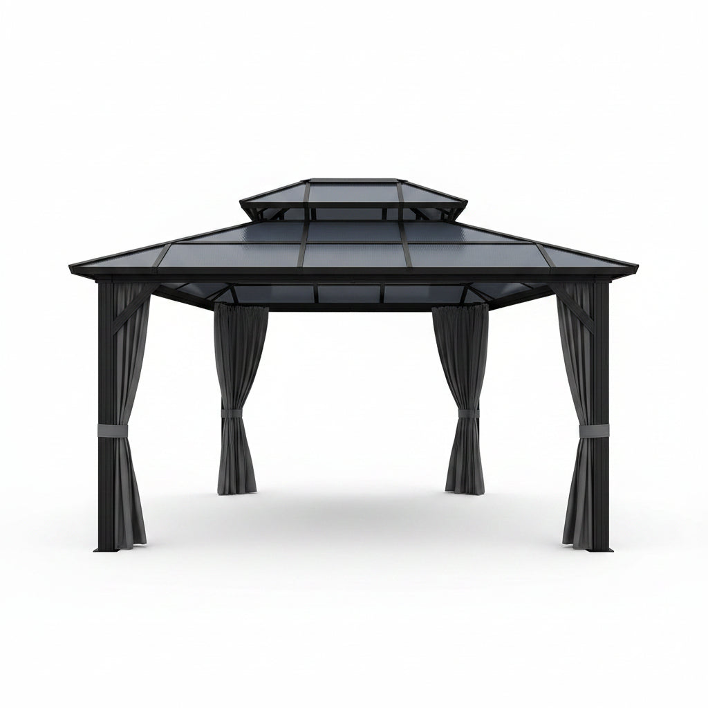 10x12 Ft Aluminum Hardtop Gazebo with Polycarbonate Double Roof