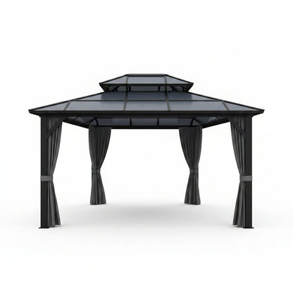 10x12 Ft Aluminum Hardtop Gazebo with Polycarbonate Double Roof