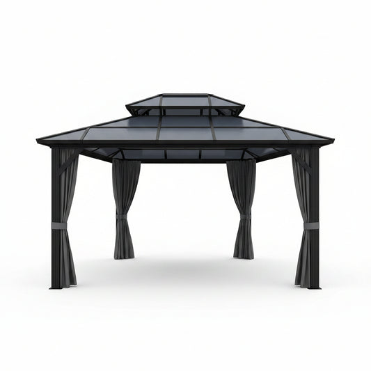 10x12 Ft Aluminum Hardtop Gazebo with Polycarbonate Double Roof