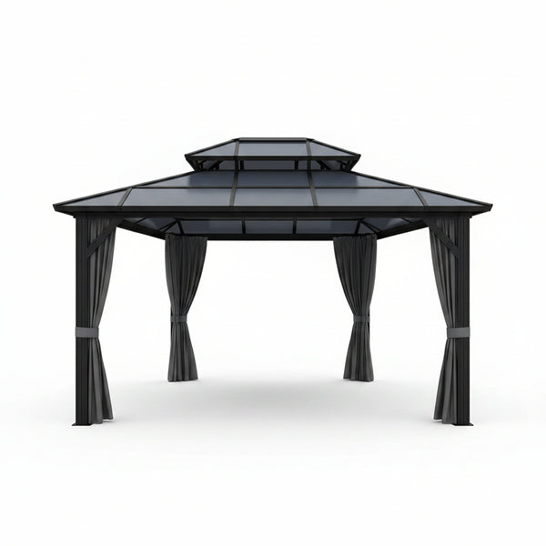 10x12 Ft Aluminum Hardtop Gazebo with Polycarbonate Double Roof