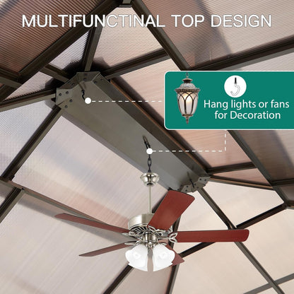 10x12 Ft Aluminum Hardtop Gazebo with Polycarbonate Double Roof — product view 8