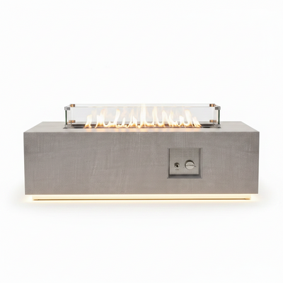 42 In. Rectangle Propane Fire Pit Table 50,000 BTU – Gray with LED