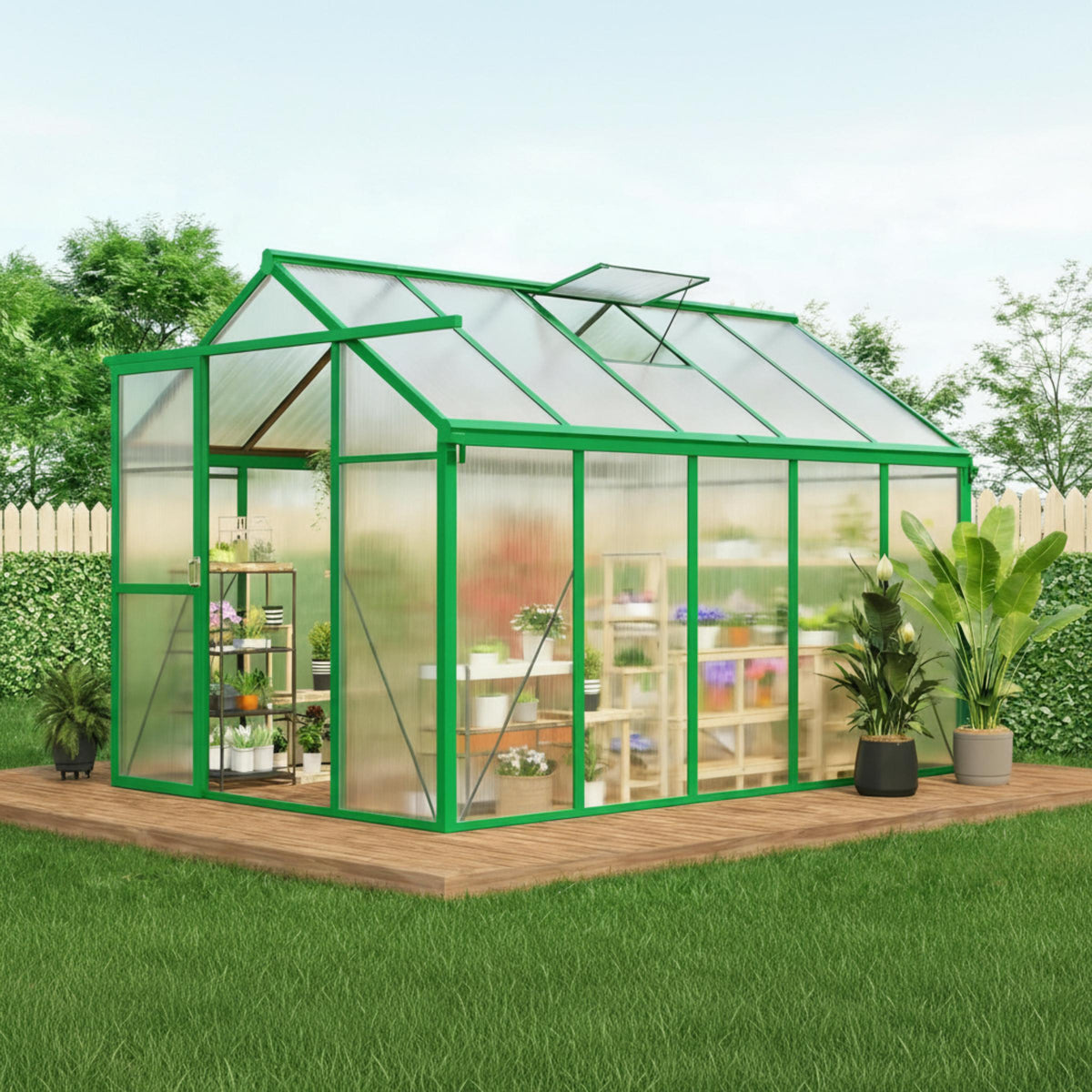6x10 Ft Polycarbonate Walk-In Greenhouse – Aluminum Frame — product view 2