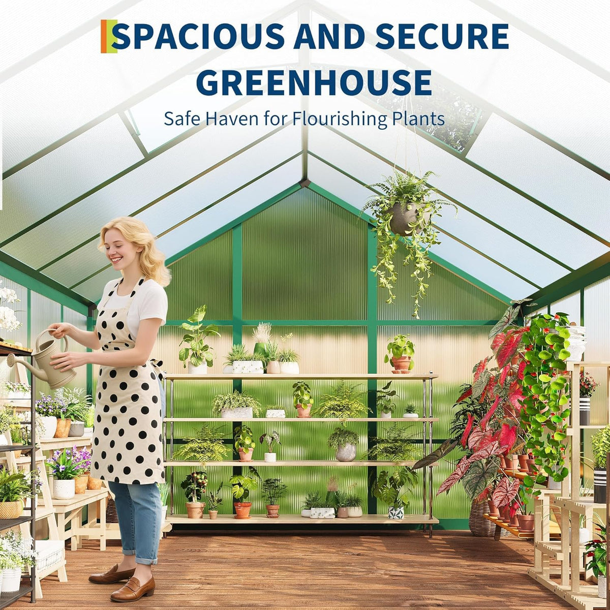 6x10 Ft Polycarbonate Walk-In Greenhouse – Aluminum Frame — product view 3