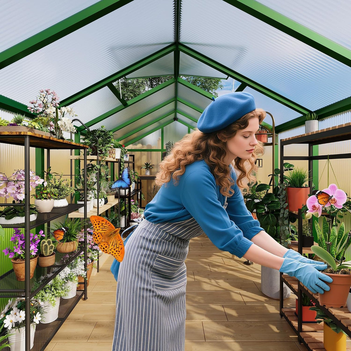 6x10 Ft Polycarbonate Walk-In Greenhouse – Aluminum Frame — product view 4