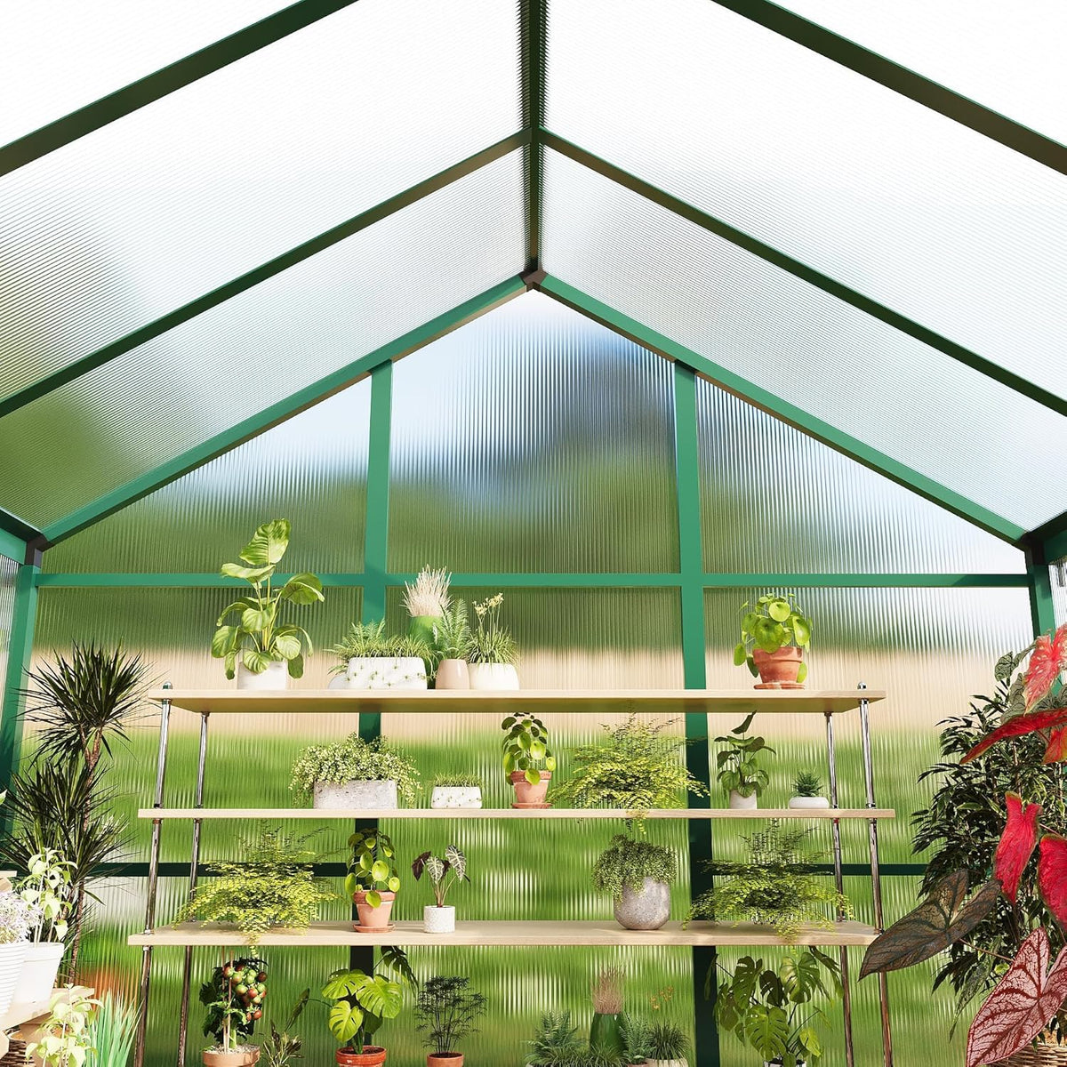 6x10 Ft Polycarbonate Walk-In Greenhouse – Aluminum Frame — product view 7
