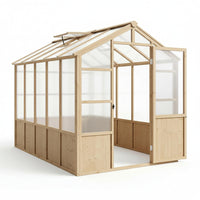 6x10 Ft Wood Frame Walk-In Greenhouse with Polycarbonate Panels