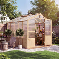 6x10 Ft Wood Frame Walk-In Greenhouse with Polycarbonate Panels — product view 2