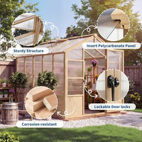 6x10 Ft Wood Frame Walk-In Greenhouse with Polycarbonate Panels — product view 7