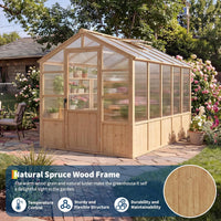 6x10 Ft Wood Frame Walk-In Greenhouse with Polycarbonate Panels — product view 8