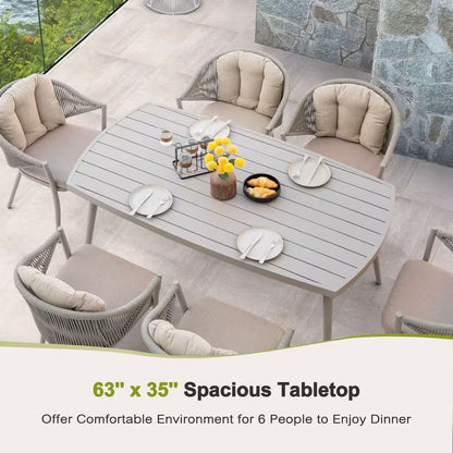 7-Piece Aluminum Outdoor Dining Set with Rope Chairs & Beige Cushions — product view 10