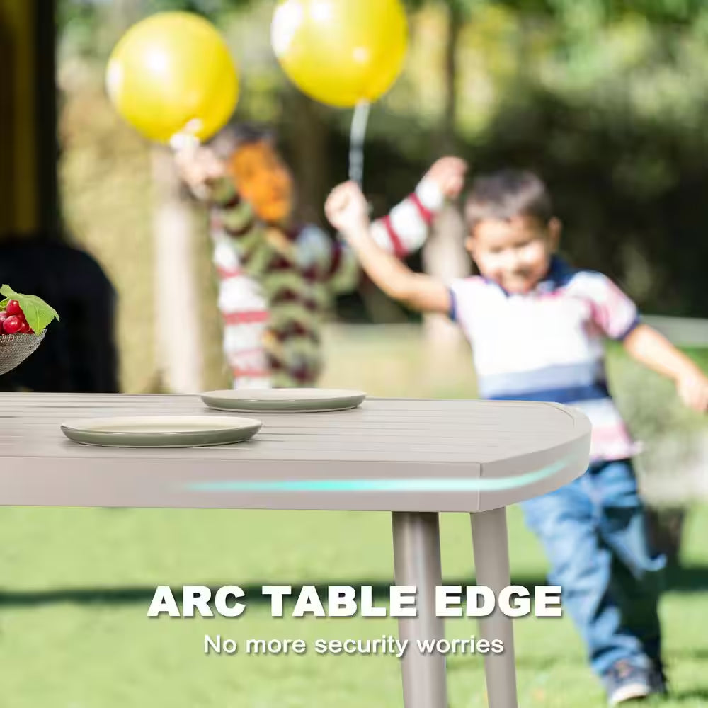 7-Piece Aluminum Outdoor Dining Set with Rope Chairs & Beige Cushions — product view 6
