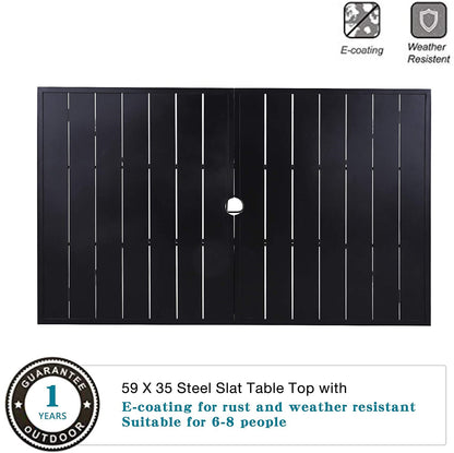 7-Piece Rattan Outdoor Dining Set with Rectangular Table — product view 11