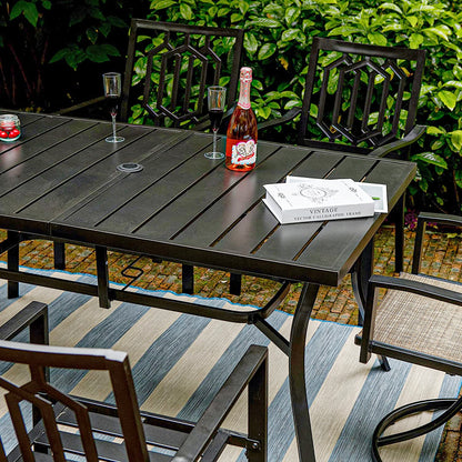 7-Piece Rattan Outdoor Dining Set with Rectangular Table — product view 4