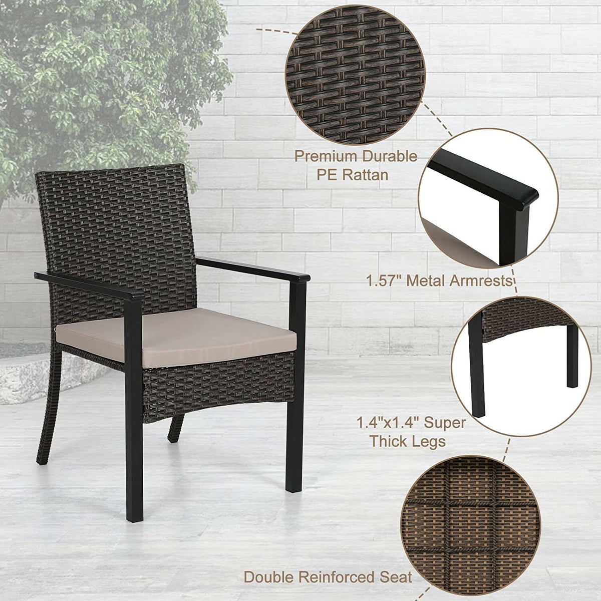 7-Piece Rattan Outdoor Dining Set with Rectangular Table — product view 5