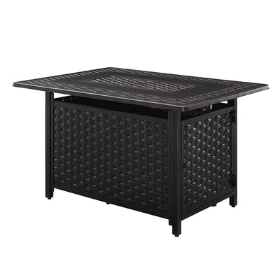 Albany 44" Rectangular Woven Aluminum Convertible Gas Fire Pit Table