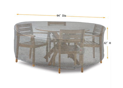 Premium Heavy-Duty Round Dining Set Cover - 3-Layer Water & UV-Resistant, Platinum Series, 94''Dia x 32"H for Outdoor Patio Furniture