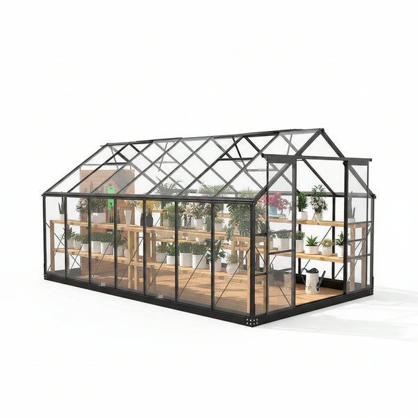 8x14.2 Ft Polycarbonate Walk-In Greenhouse – Aluminum Frame
