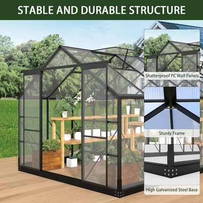 8x14.2 Ft Polycarbonate Walk-In Greenhouse – Aluminum Frame — product view 4
