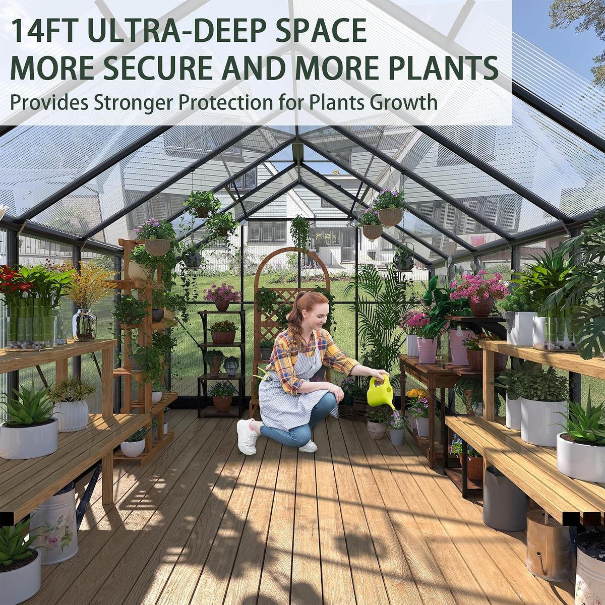 8x14.2 Ft Polycarbonate Walk-In Greenhouse – Aluminum Frame — product view 5