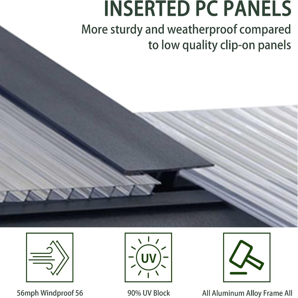 8x14.2 Ft Polycarbonate Walk-In Greenhouse – Aluminum Frame — product view 8