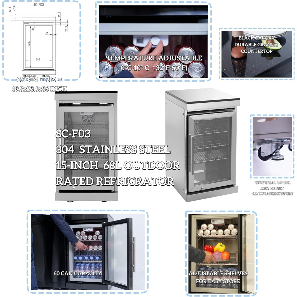 Modular Outdoor Kitchen BBQ Island, 104" Outdoor Kitchen Propane Gas Island Grill with Sink, Compact Refrigerator, Storage Cabinets, Rotisserie Kit (Silver, 104") — product view 6